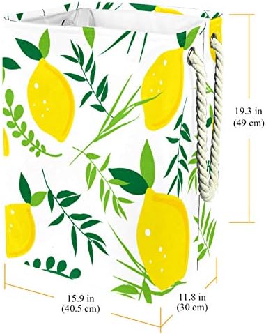 מאפולו כביסת צהוב פירות לימון עלים מתקפל פשתן כביסה אחסון סל עם ידיות להסרה סוגריים גם מחזיק עמיד למים