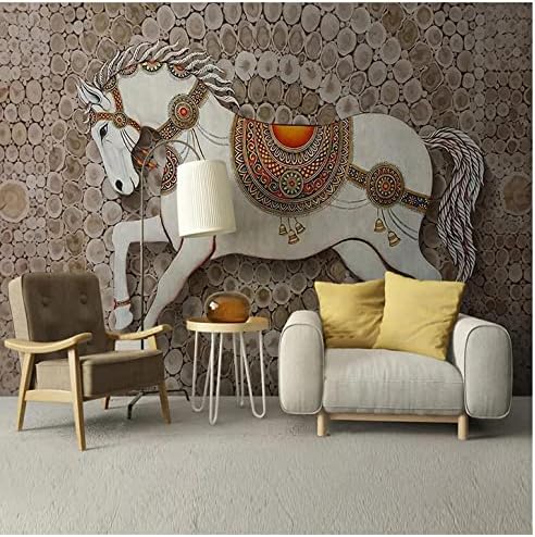 אירופאי יצירתי נובל סוס בצבע עץ קיר טפט סלון ילדים של ילדים חדר שינה קיר בד בית תפאורה קיר כיסוי-450