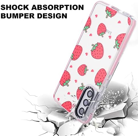 MZELQ תואם ל- Samsung Galaxy S21 מארז תות תות חמוד, מארז טלפון של מגן מצלמה חמוד רך לנשים בנות + 1*