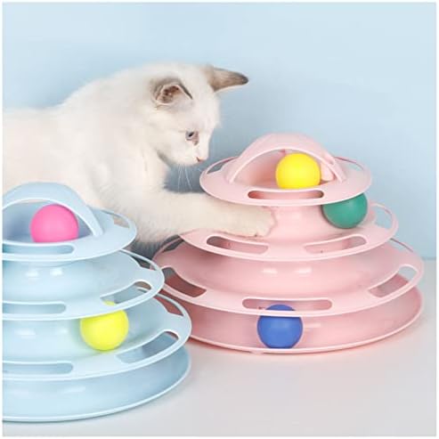 Na Cat Toy Tower Level 3/4 מנהרה מעגלית של פטיפון עם כדורים נעים - מגש אימונים אינטראקטיבי - ציוד חיות