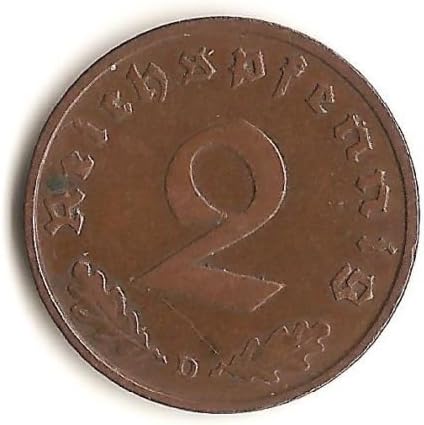 מטבע צלב קרס קרבי נאצי אותנטי גרמני 2 Pfennig - מצב המופץ