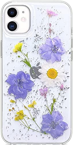 Abbery מיועד לאייפון 11 מארז פרחים לחוץ חמוד ברור עם עיצוב לנשים בנות בלינג נצנצים נוצץ סיליקון רך TPU
