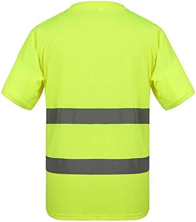 Toptie שיפור בביצועים של שרוול קצר שר שרוול קצר, חולצת טי-בטיחות רפלקטיבית-צהוב-XL