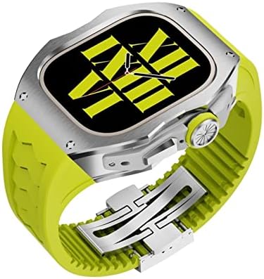 BIK RM MOD KIT מארז מתכת טיטניום + פס גומי פלואור עבור Apple Watch Ultra 49 ממ Sport Sport Fluororebber