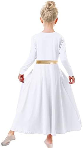 בנות פוטיט בנות מתכת בלוק בלוק ליטורגי שמלת ריקוד שרוול ארוך שרוול ארוך פולחן תלבושות ליריות חלוק כנסייה