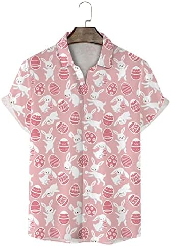 חולצת הוואי של חג הפסחא הדפס ארנב פסחא חולצת פולו קלאסית הופעה חולצות קיץ שרוול קצר לגברים 2023