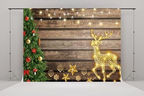 8x8ft לחג המולד רטרו רקע רקע עץ חג המולד אורות חג המולד ELK SANTA CLAUS רקע כוכב קטן לקישוטים לפסטיבל