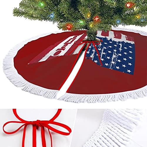 וינטג 'מדינת אוהיו אמריקה דגל עץ חג המולד מחצלת חצאיות עם קישוטי מסיבות חג לחוות ליל כל הקדושים 48 x48