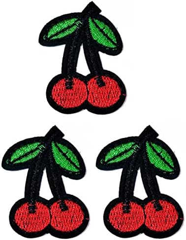קליינפלוס 3 יחידות. מיני דובדבן חמוד פירות קריקטורה ברזל על תיקוני פעילויות רקום לוגו להלביש ג ' ינס