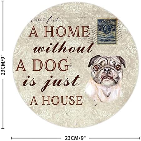 מצחיק כלב מתכת סימן פלאק בית ללא כלב הוא רק בית רטרו עגול כלב כפת הדפסי סימן עם סרקסטי כלב אומר מתכת
