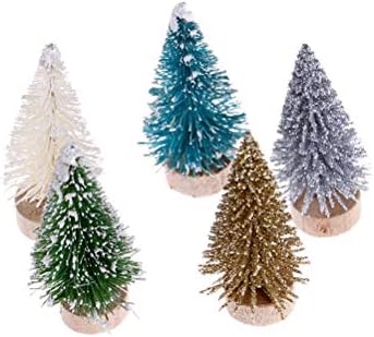 Haiabei 60 PCS מיני עץ חג המולד עץ בקבוק עצי מברשת עצי סיסל מפלסטיק עם בסיס עץ לעיצוב DIY, תצוגה וקישוט