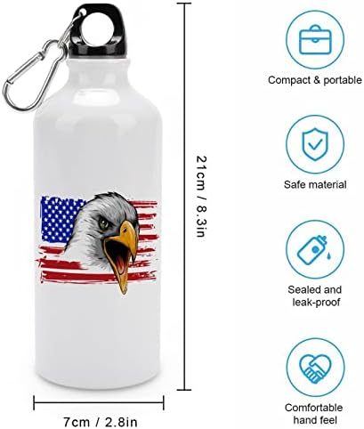 נשר אמריקאי ארהב דגל אלומיניום בקבוק מים ניידים ספורט ספורט ספל טיול ספל עם מכסה לגברים נשים