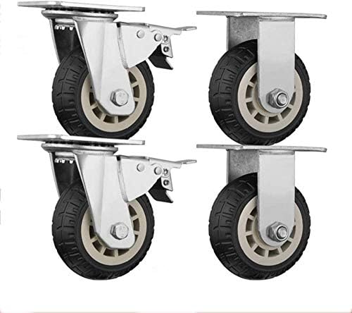 ערכת גלגלים של Haoktsb 4 גלגלים מסתובבים גלגלים גומי כבד גלגלים תעשייתיים עם בלם גלגל קבוע ללא העמסת