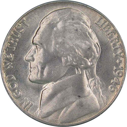 1946 D Jefferson Nickel 5 Cent Piece Bu Uncirculated State 5c מטבע ארהב