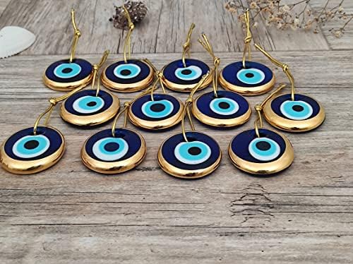 ארבולוס טורקית זכוכית כחולה חרוזי עיניים רעים - 12 יחידות 1.6 חבילה בתפזורת - קסם הגנה על קישוט עיניים