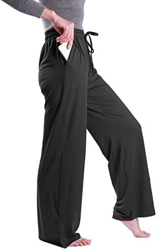 מכנסי טרנינג יוגה של SiCvek מכנסי טרקלין רגל רחבים מכנסיים מכנסיים מותניים גבוהים מכנסי יוגה עם כיסים