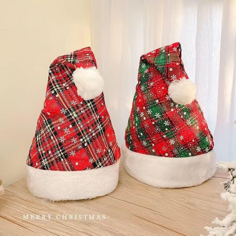 אנמאקי 2-חתיכה חג המולד כובע, משובץ חג המולד כובע, חג המולד מסיבת חג המולד כובע, ניטראלי קטיפה חג המולד