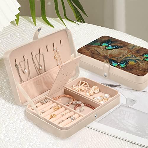 פרפרים של Innewgogo קופסת תכשיטים קטנה מארגן תכשיטים עור PU מארגן טבעת לנשים מתנה לבנות