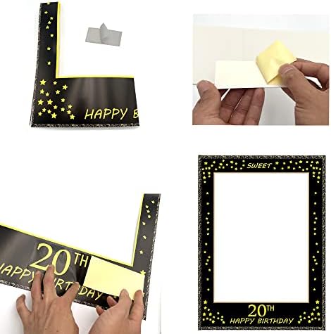 תאי צילום מתוק זהב שחור מסגרת אבזרי יום הולדת 15 אבזרי פוטו -בוטס 15 ציוד למסיבות ליום הולדת לקישוטים