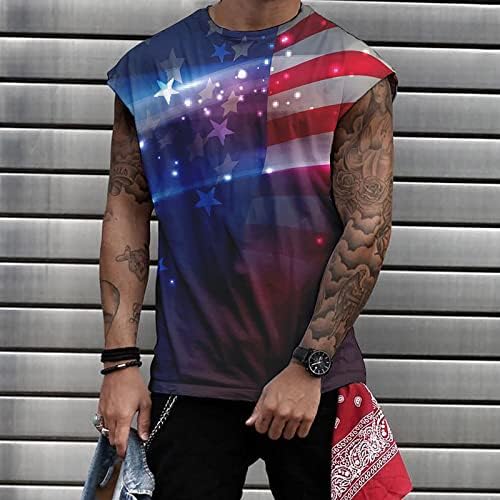 מיאשוי דק טי חולצות גברים גברים מקרית גופיות אמריקאי דגל הדפסת שרוולים שרירים פטריוטית טיז מגניב גברים