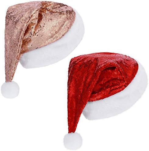 2 חתיכות חג המולד נצנצים כובעי חג גליטר סנטה כובעי חג המולד לשנה חדשה חגיגי חג מבוגרים ספקי צד