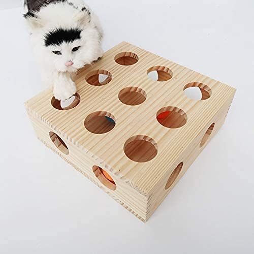 צעצועי חתול אינטראקטיביים קופסת מבוך עץ חידה מעץ טפלה