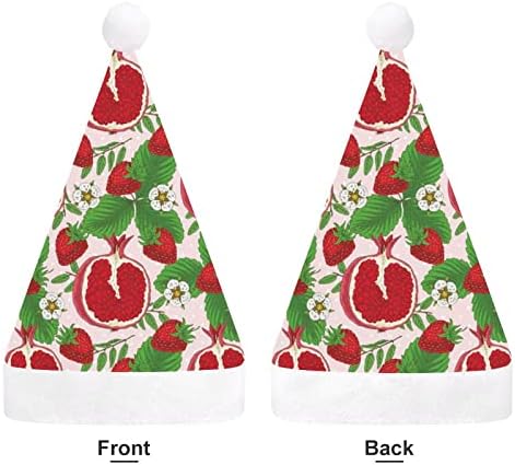 תותים גויאבה פרחי קטיפה חג המולד כובע שובב ונחמד סנטה כובעי עם קטיפה ברים ונוחות אוניית חג המולד קישוט