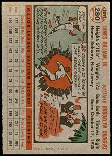 1956 Topps 280 ג'ים גיליאם ברוקלין דודג'רס אקס/הר דודג'רס