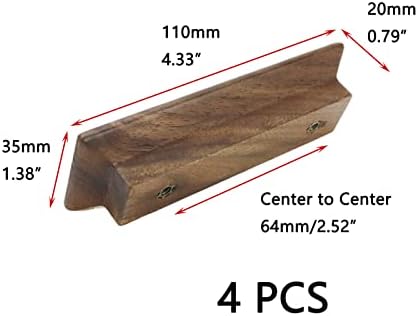 ארון CRAPYT מטפל 4 מלבן מלבן עץ כהה ריהוט מלוטש ידיות מוצקות מושכות סמק: 64 ממ/2.52 עם ברגים קישוטי