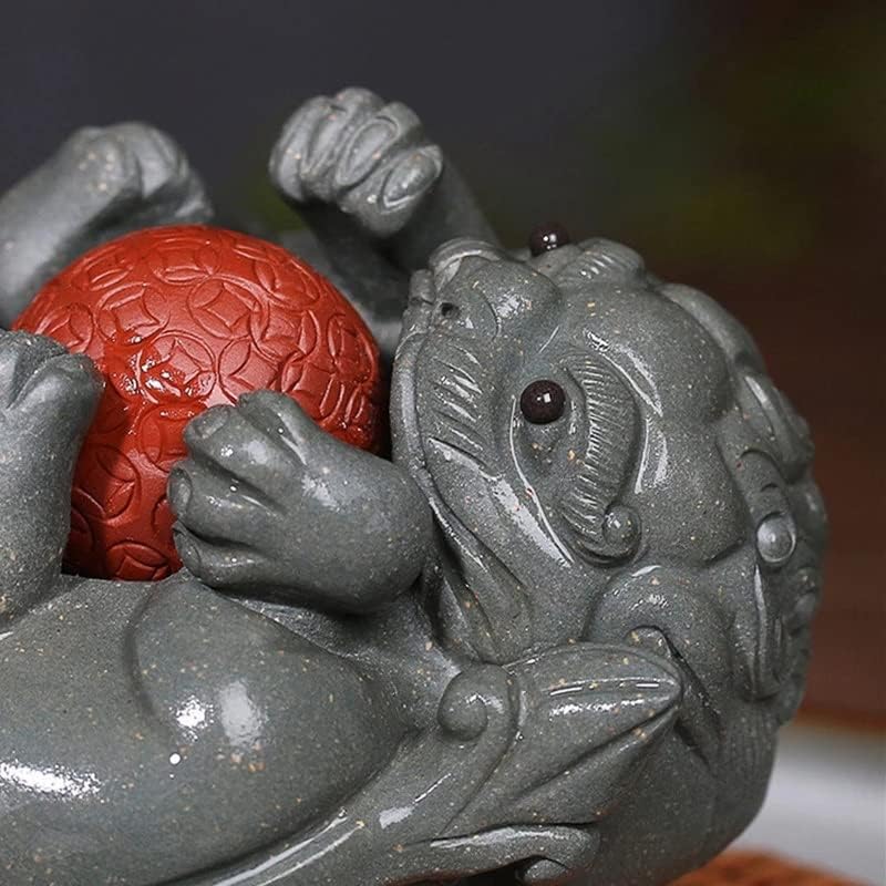 ZLXDP חרס סגול תה חיית מחמד מזל מזל פסל בעלי חיים קישוטים קישוטים בעבודת יד בוטיק תה בוטיק סט קישוט