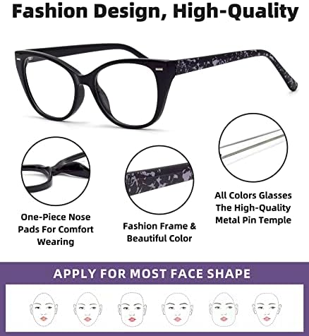 4-חבילה קריאת משקפיים לנשים, מסגרת אופנה סגנון להגמיש מחשב קוראי משקפיים אנטי לאמץ את העיניים/מיגרנה