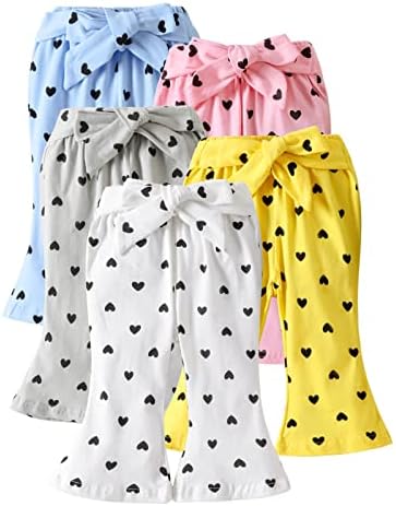 U · Nikaka פעוט חותלות למכנסיים לתינוקות לילדה עם הדפס לב חגורה 5 חבילות כותנה בכתום כחול לבן אפור וורוד