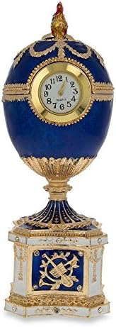 BestPysanky 1904 קלש צ'נטיקלר אמייל כחול אמייל רויאל אימפריאל ביצת פסחא עם שעון