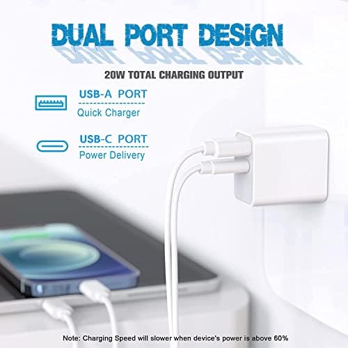20W USB C מטען מהיר 2-חבילה יציאה כפולה PD משלוח חשמל סוג מהיר C מתאם תקע חסימת טעינה לאייפון 14/13/12/11/PRO