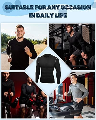 Hicarer 6 חבילה חולצות דחיסה אתלטיות לגברים יבש אימון אתלטי ריצה חולצות שרוול ארוך חולצות ספורט עליונות
