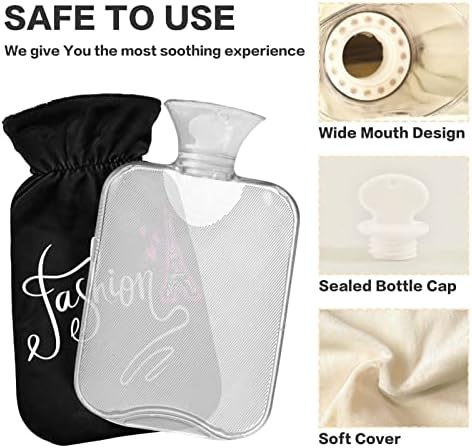 ZZXXB אופנה אייפל מגדל בקבוק מים קרים חמים עם כיסוי פליס 2 ליטר PVC שקית מים חמים לצוואר, כאבי כתפיים,