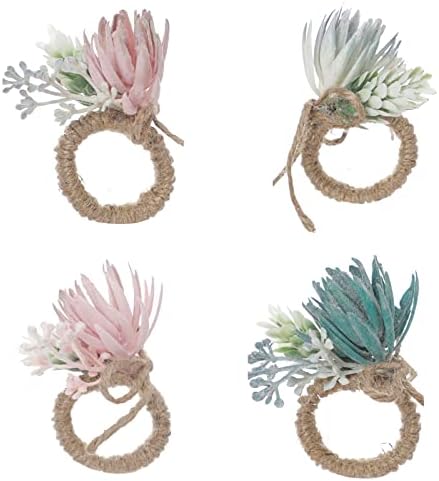 טבעת אבזם מפית של פרחים בעבודת יד טבעת אבזם למפית בד מסיבות ארוחת ערב פיקניק חיצוניות.