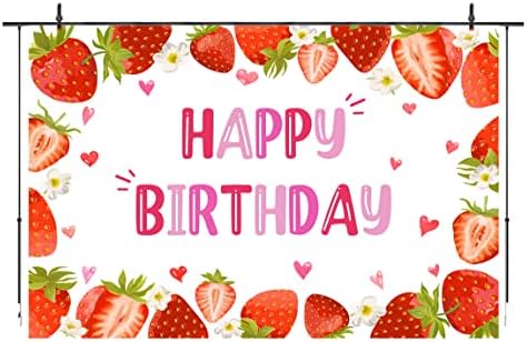 תות יום הולדת רקע עבור בנות מתוק ברי ראשון שמח מסיבת יום הולדת קישוטי רקע ילדה פירות חמוד אדום הדר עוגת
