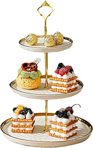 COFELIFE 3 דוכן עוגת קרמיקה שכבה - עמדת קאפקייקס קינוח אלגנטי - מגש מגש מאפה למסיבת תה, חתונה ויום הולדת