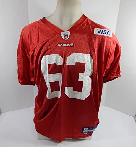 2011 San Francisco 49ers 63 משחק הונפק ג'רזי תרגול אדום 2xl 81 - משחק NFL לא חתום בשימוש בגופיות