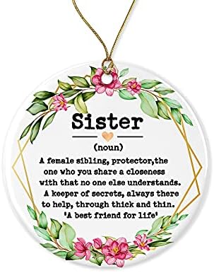Wolfedesignpdd קישוט לאות עצם קישוט - קישוט לחג המולד לאחות מתנות - הגדרת אחות - שמור על מזכרת משני