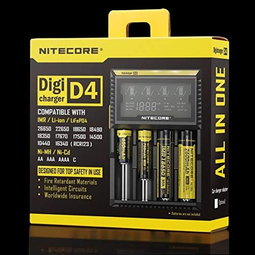 Nitecore Digicharger D4 סוללה ארבעה מפרצים מטען עם תצוגת LCD