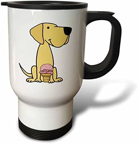 3drose מצחיק חמוד חמוד לברדור רטריבר כלב אוכל גלידה קריקטורה - ספלי נסיעות