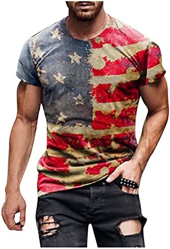 XXVR Mens 4 ביולי חייל חולצות שרוול קצר דגל אמריקה דגל עצמאות יום עצמאות חולצות רטרו צמרת כוכבים ופסים