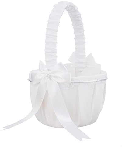 אלגנטי חתונה פרח ילדה סל לבן חמוד סאטן מחזיק טבעת כרית פרח אחסון סל עבור מסיבת חתונה קישוט חג משפחתי