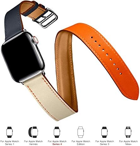 להקת סיור כפול עור תואם ללהקות Apple Watch 38 ממ 40 ממ 41 ממ 42 ממ 44 ממ 45 ממ, ללהקות IWatch סדרה 7