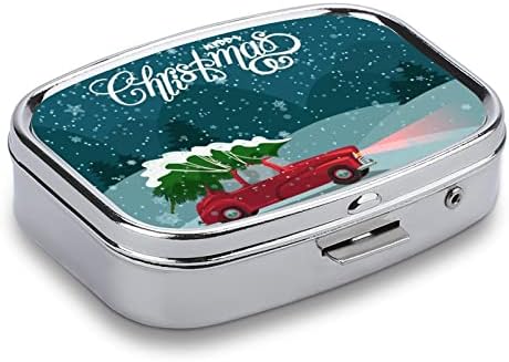 גלולת תיבת אדום רכב שלג חג המולד עץ כיכר בצורת רפואת לוח מקרה נייד הפילבוקס ויטמין מיכל ארגונית גלולות
