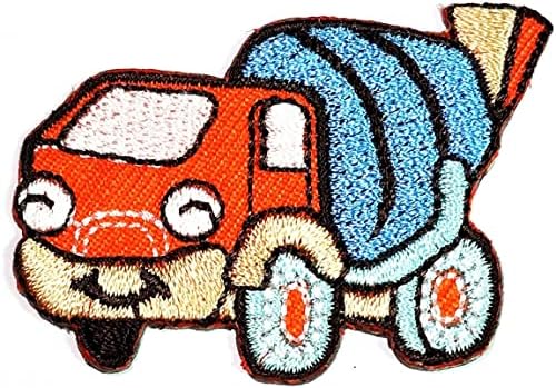 קליינפלוס 3 יחידות. מיני כתום מלט משאית לתפור ברזל על טלאים רקומים חמוד משאית קריקטורה אופנה מדבקת מלאכת