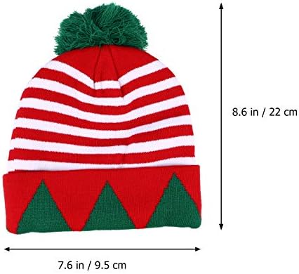 1 מחשב צמר חוט סנטה כובע פס דפוס כדור כובע חם חג המולד כובע חורף כובע מסיבת אספקת