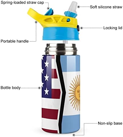 דגל אמריקה וארגנטינה בקבוק מים צבעוני פלדת אל חלד כוסות ספל נסיעות מבודדות נועלות בקבוקי ספורט מכסה